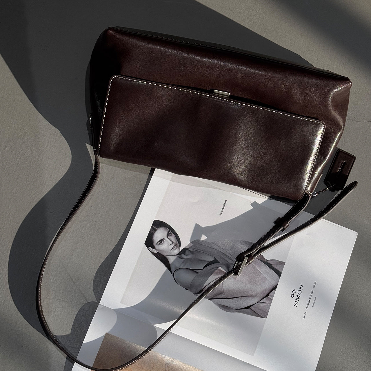 [PD1187] Women's Full-Grain Vegetable-Tanned Cowhide Leather Flap Handbag with Shoulder & Crossbody Sling Strap PD1187