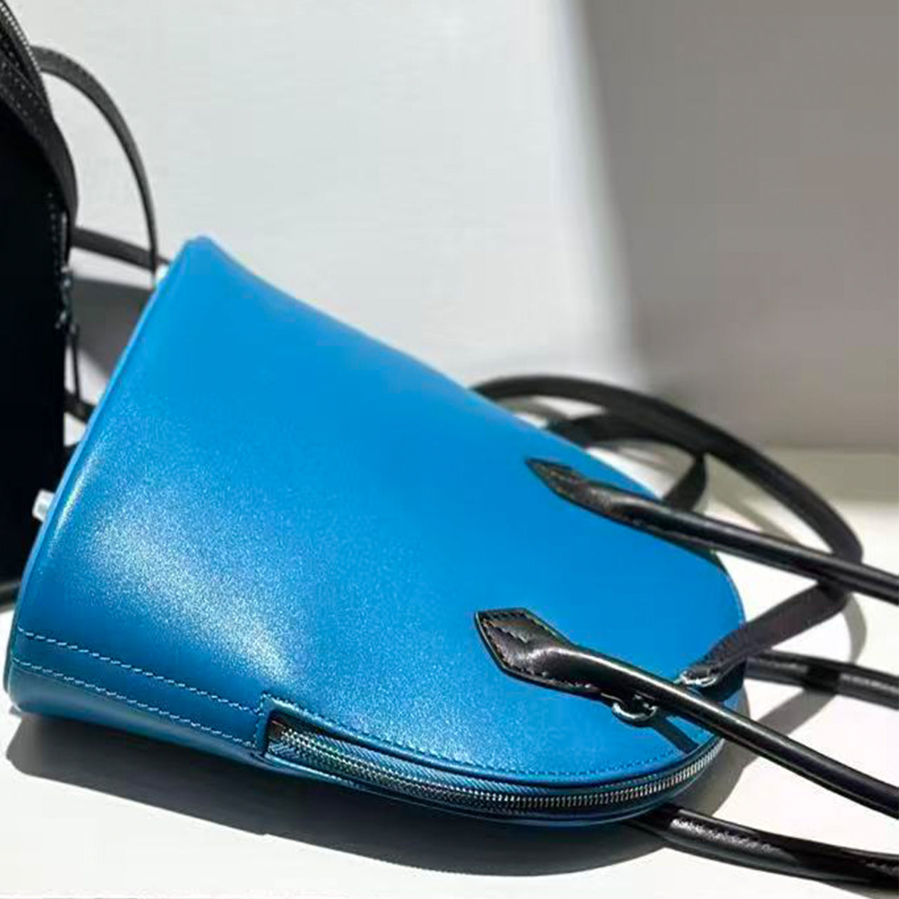 [PD1188] Original design handmade Hass box calf Elongated Shell Top Handle full grain Leather Bag PD1188