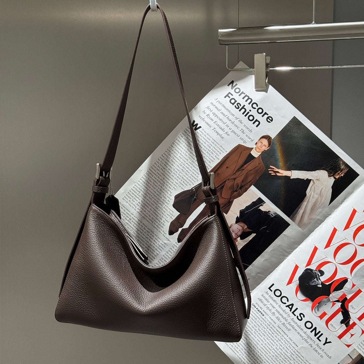 [PD1192] Women's Soft Deer-Grain Top-Grain Cowhide Leather Tote Bag & Hobo Bag – Shoulder, Crossbody & Sling Bag PD1192