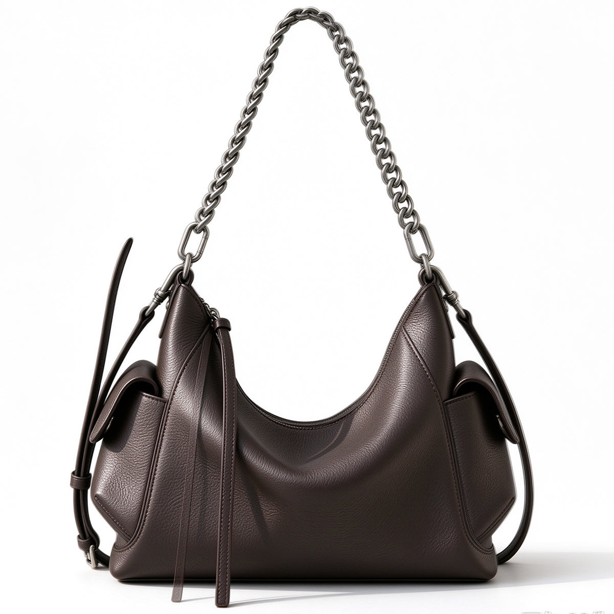 [PD1209] Women's Soft Deer-Grain Top-Grain Cowhide Leather Hobo Bag – Shoulder, Crossbody & Sling Carry PD1209
