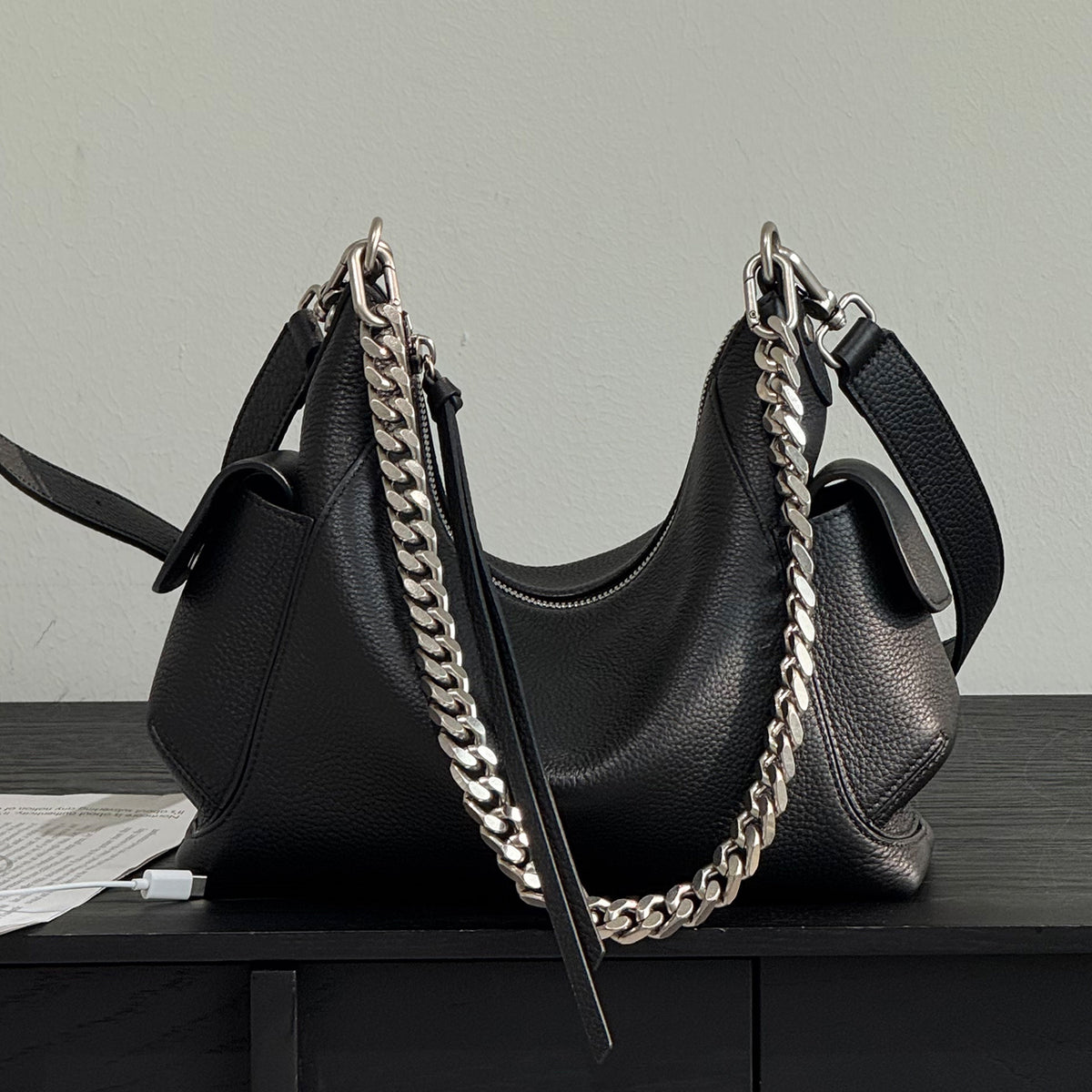 [PD1209] Women's Soft Deer-Grain Top-Grain Cowhide Leather Hobo Bag – Shoulder, Crossbody & Sling Carry PD1209