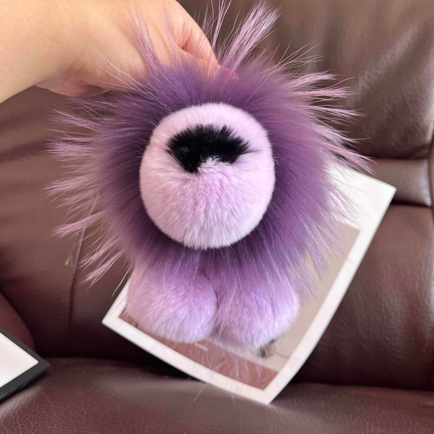 [PZ0004] High craftsmanship small size  lion charm for bag Handmade real hair real leather PZ0004