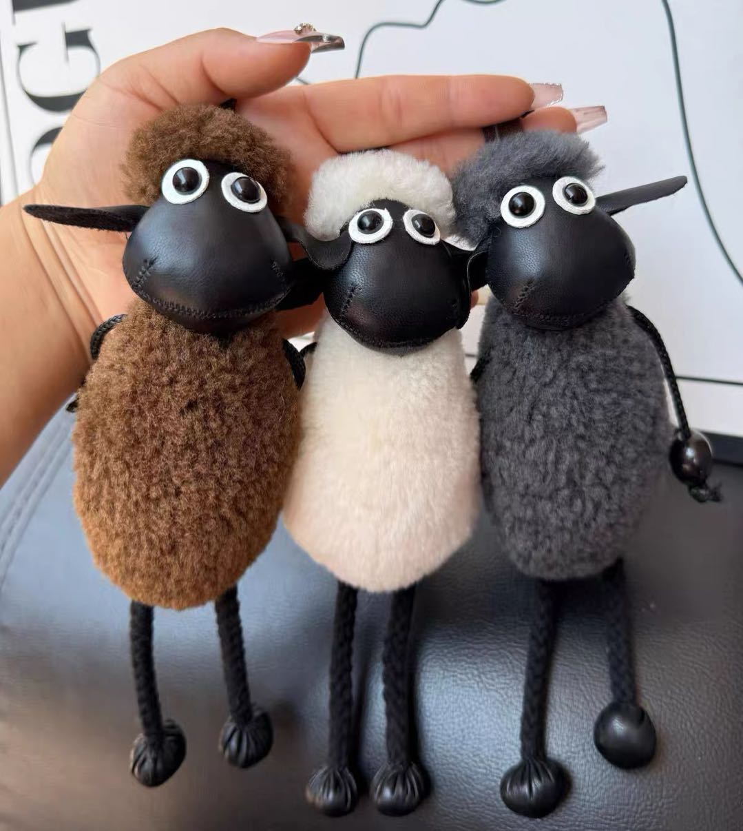 [PZ0020] Length 25cm real hair handmade sheep bag charm Imported lamb wool PZ0020