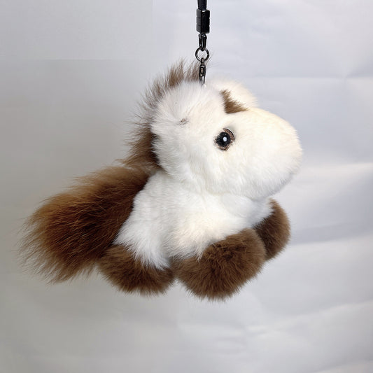 [PZ1067] Leather and Fur Integrated Pony Pendant Bag Charm PZ1067