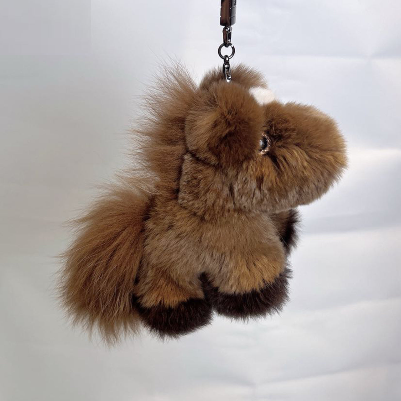 [PZ1067] Leather and Fur Integrated Pony Pendant Bag Charm PZ1067