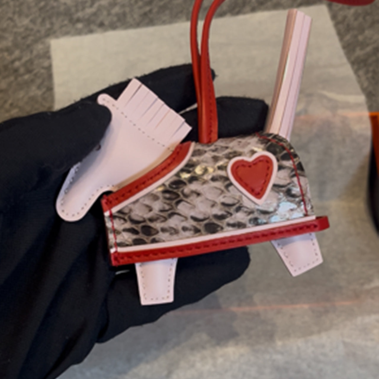 [PZ1072] Luxury handmade genuine crocodile leather genuine snakeskin Horse charm for bag full leather PZ1072