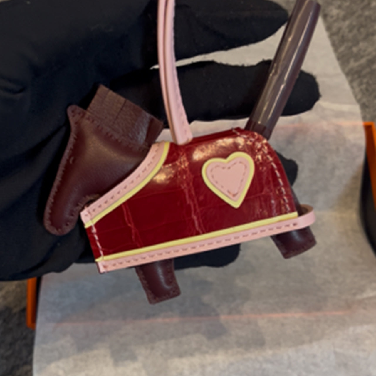 [PZ1072] Luxury handmade genuine crocodile leather genuine snakeskin Horse charm for bag full leather PZ1072