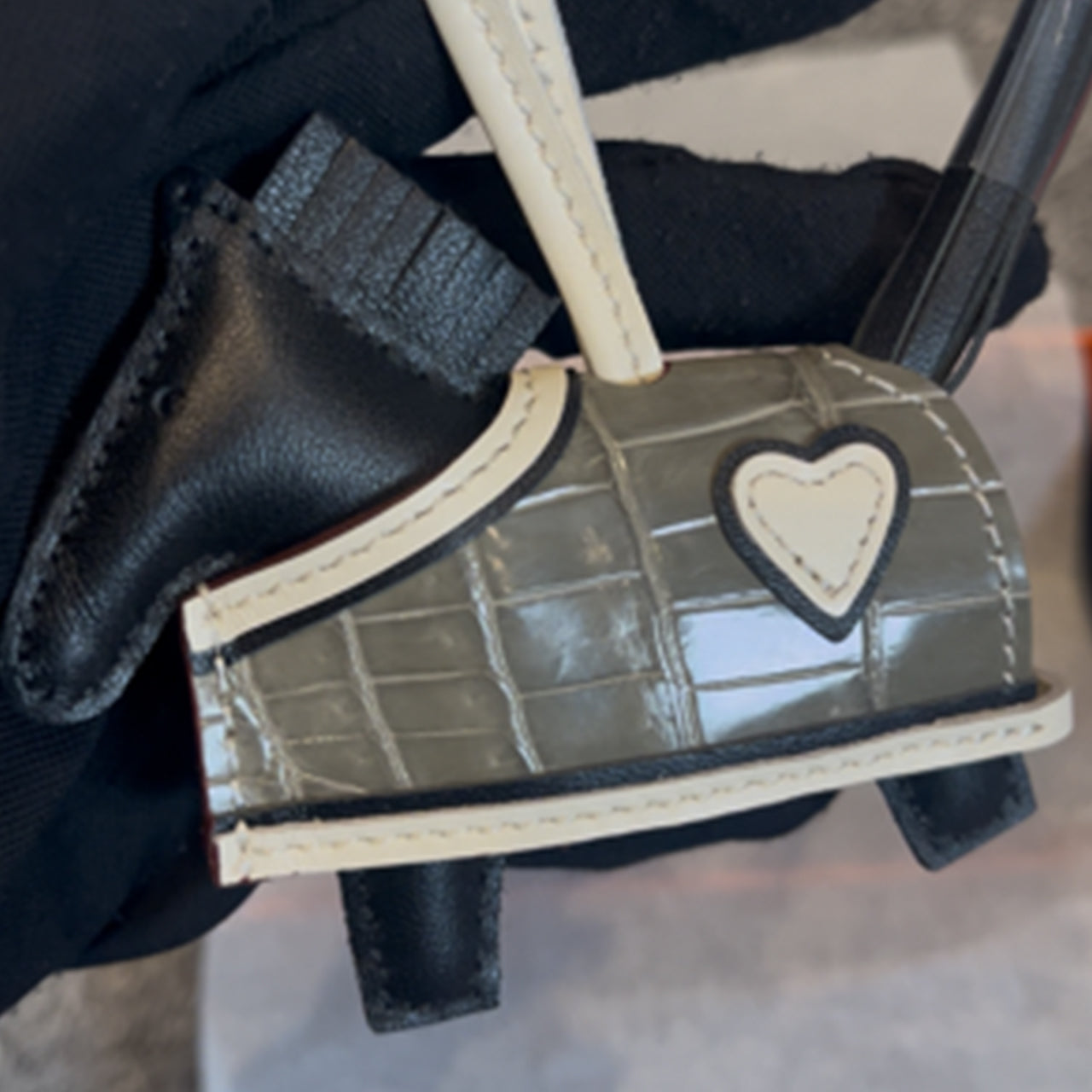 [PZ1072] Luxury handmade genuine crocodile leather genuine snakeskin Horse charm for bag full leather PZ1072