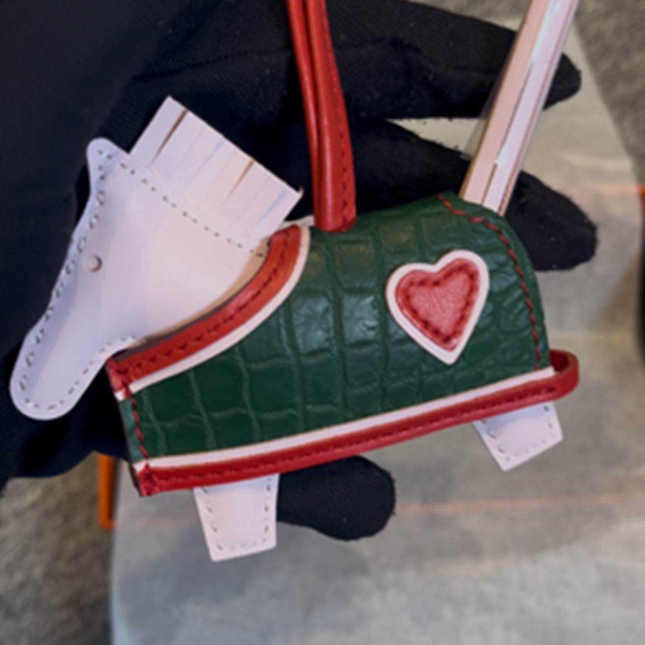 [PZ1072] Luxury handmade genuine crocodile leather genuine snakeskin Horse charm for bag full leather PZ1072