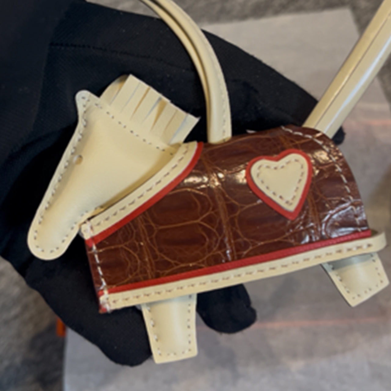 [PZ1072] Luxury handmade genuine crocodile leather genuine snakeskin Horse charm for bag full leather PZ1072