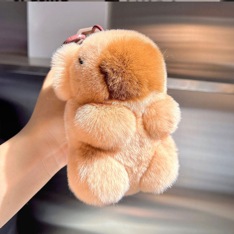 [PD0002] fur doll capybara plush doll bag leather charm PD0012