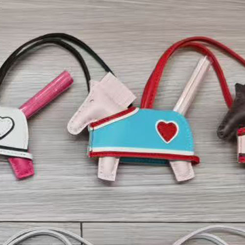 [PZ0009] Horse with Cape Hand-made sheepskin real leather Pony charm for bags PZ0009
