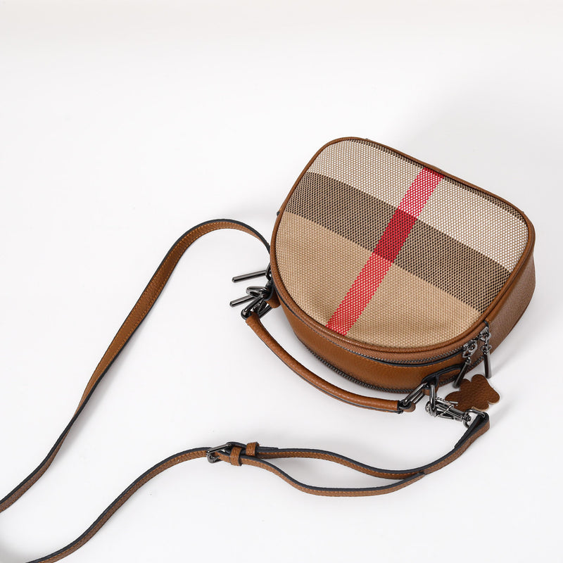 【Apple case】Crossbody checkered shell bag—— 8909  L 8.27" ,W 3.54" , H 7.09"