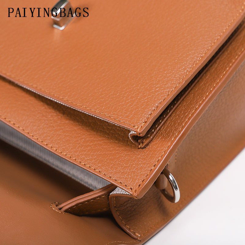 [PD0132]High-quality full-grain leather soft and durable can be worn crossbody or carried by hand messenger bag PD0132