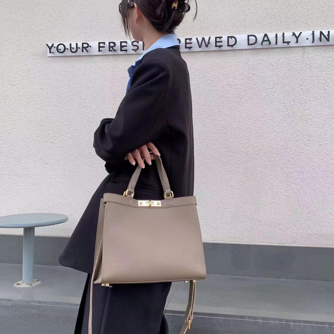 Full grain leather handbag soft cowhide shoulder bag crossbody tote bag PD0170